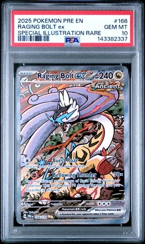 2025 POKEMON PRE EN-PRISMATIC EVOLUTIONS #166 RAGING BOLT EX PSA 10