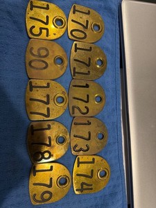 Cattle Tag Cow Vintage Solid Brass Franklin Serum Co. DOUBLE SIDED 113