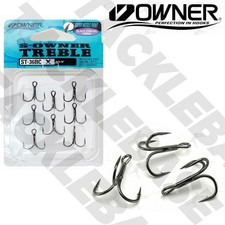 OWNER TREBLE ST36BC TREBLE HOOKS BARBED BLACK CHORME - PREDATOR FISHING 
