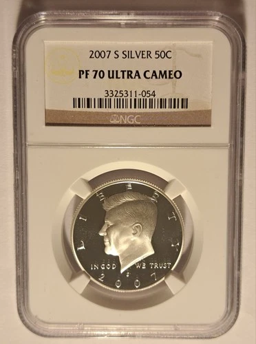 2007-S SILVER KENNEDY HALF DOLLAR PROOF NGC PF70 ULTRA CAMEO JFK 50C