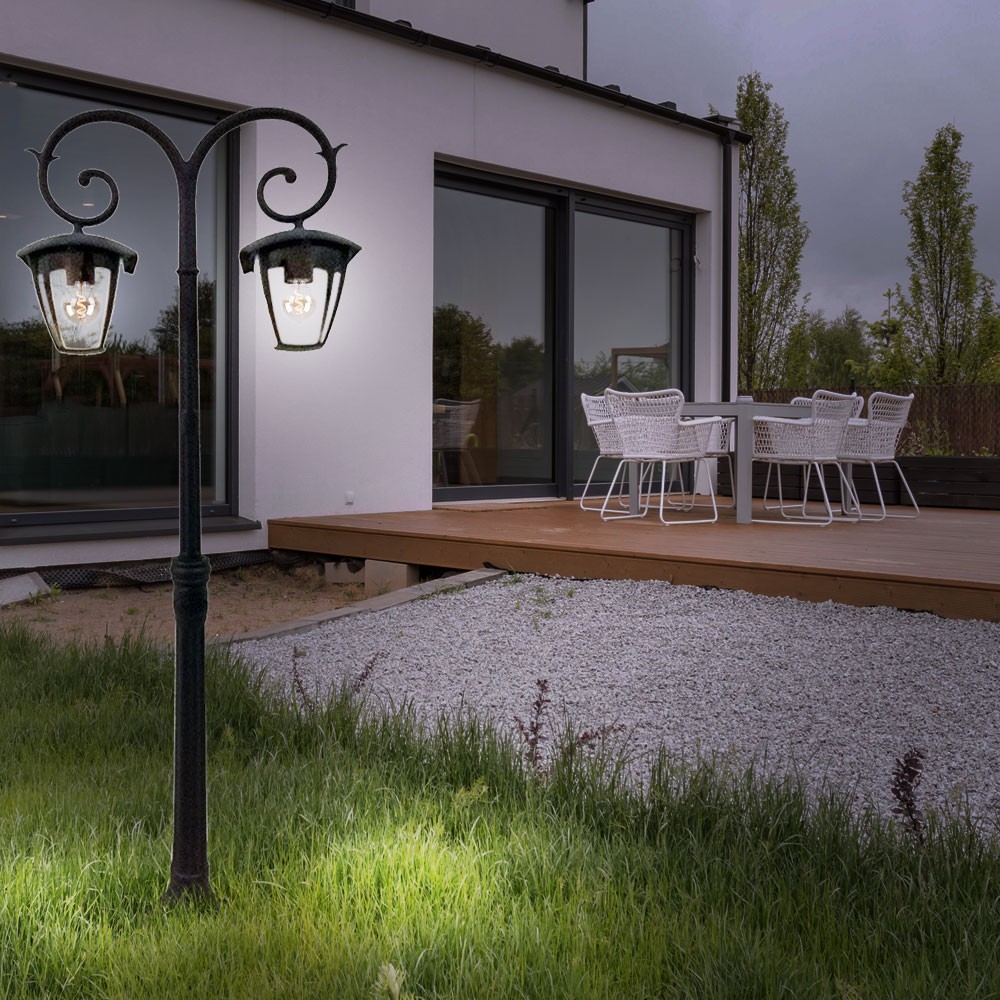 Lampada da terra esterno alluminio candelabro nero giardino sentiero lanterna veranda lampada da terra foto 5