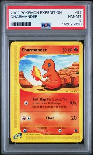 2002 POKEMON EXPEDITION #97 CHARMANDER PSA 8