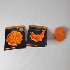 Celebrate It Halloween Cookie Stampers Bat Spider Web Skull Lot Set Of 3 Orange 