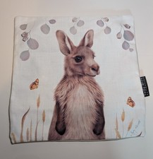 Lil' Grey Roo Cushion Pillow Cover Kangaroo Taffy Blue Sally Howell Design EUC