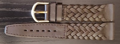 Vintage NOS 1970s 18mm Brown Braided Genuine Leather Watch Band