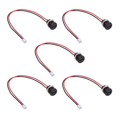 5 PCS USB C Female Socket to 2 Pin Header Wire Extension 5V Panel Mount, USA New