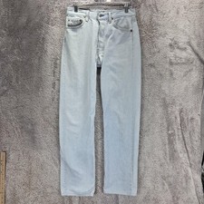 Vintage Levis 501 Jeans Mens Blue Light Wash Made In USA Button Fly Fits 28x30