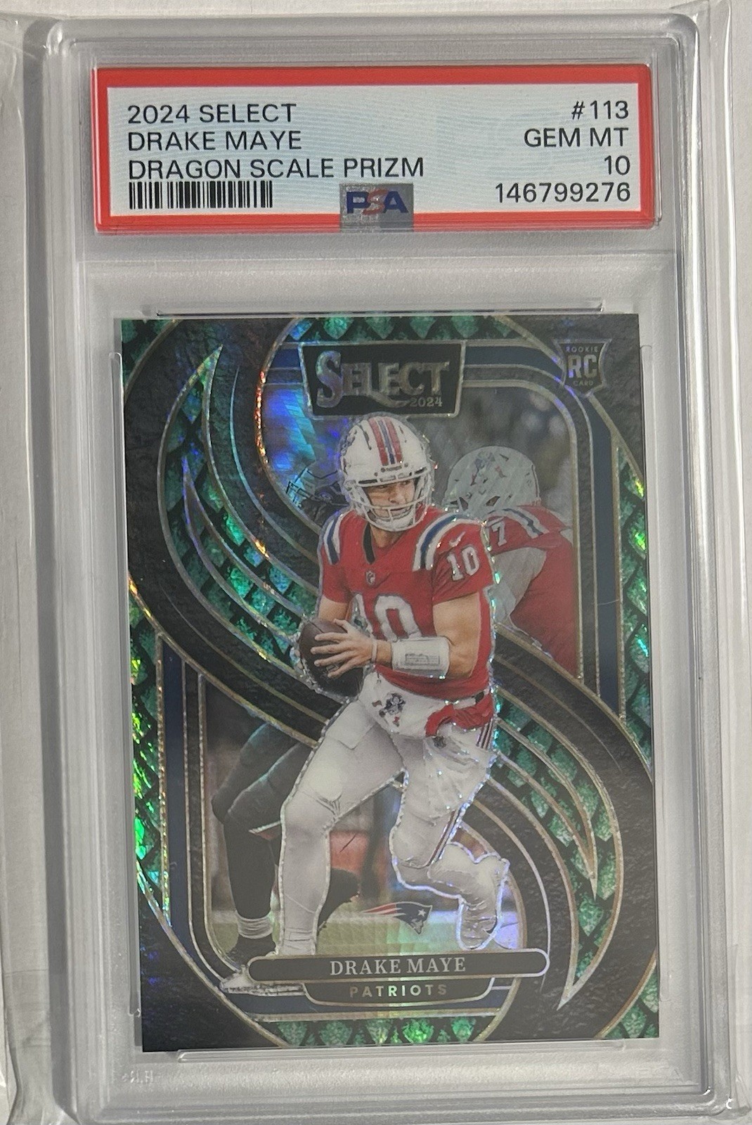 DRAKE MAYE 2024 SELECT PREMIER ROOKIE DRAGON SCALE PRIZM RC /81 PSA 10