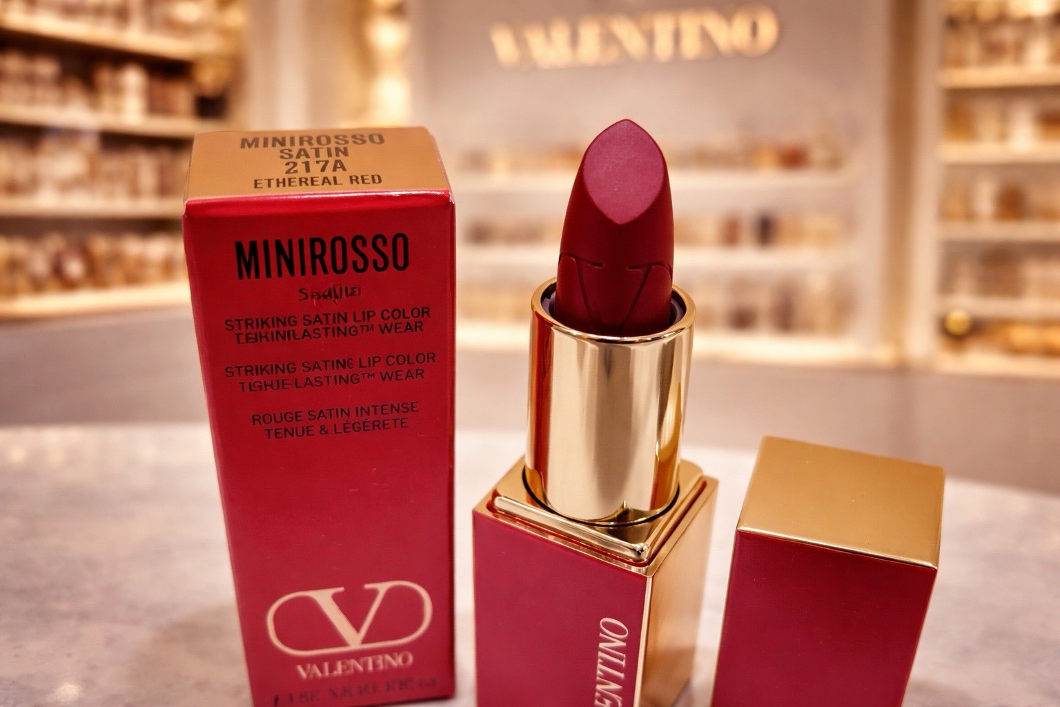 Valentino ~ MiniRosso Striking Satin Lip Colour ~ #217 Ethereal Red ~ NIB TRAVEL thumbnail 4