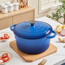 Cast Iron Casserole Stew Pot Pre-Seasoned Dutch Oven Stockpot Dish Pan with Lid
