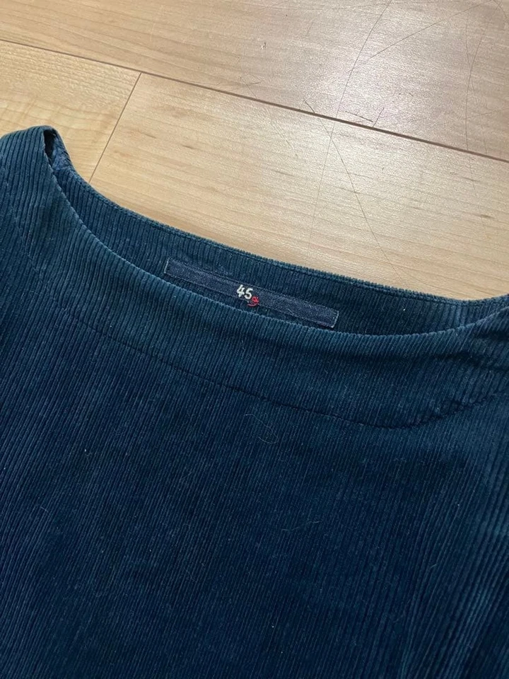 45R Hand Dyed Indigo Corduroy Knee Length Dress Free Size Classic One Piece - Image 2 of 4