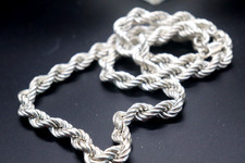 925 Sterling Silver Italian Hollow 9mm Rope Necklace 30" - 66.5 grams