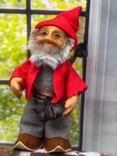 Vintage Steiff Pucki Dwarf Gnome Doll red grey Germany