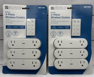 Utilitech Indoor 3-Piece Wireless Outlets with Remote Control - Brand New