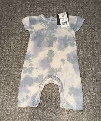 Grayson mini Romper One-Piece Blue White Tie Dye Short Sleeve Size Newborn
