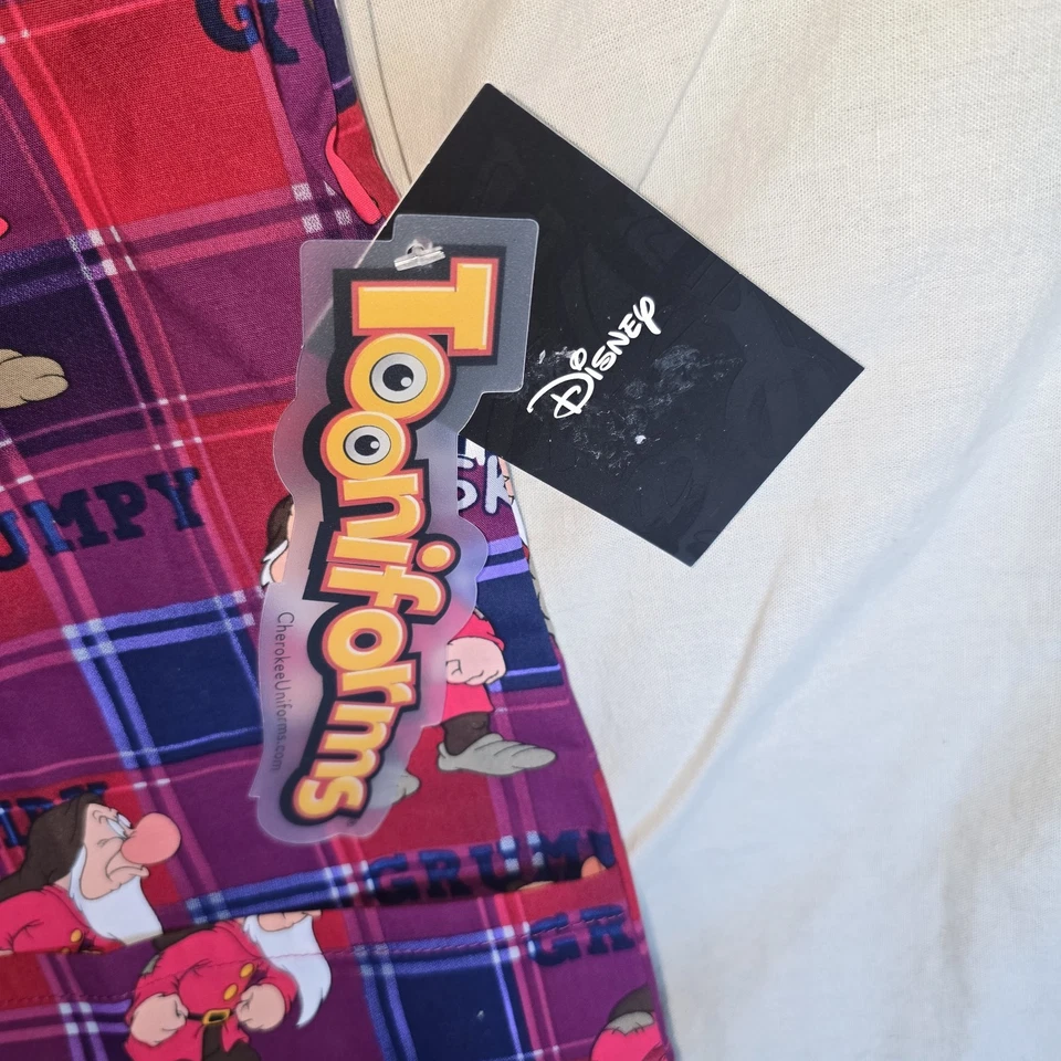 Grumpy Snow White Cherokee Scrubs Disney Tooniforms Men/Women V Neck XS NEW - Image 3 of 4