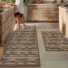 Kitchen Rugs Sets of 2-Non Slip Kitchen Mats for Floor-Thick Stain Resistant ...