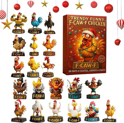 2025 Weihnachtshuhn Adventskalender | 2D 24 Tage Acryl Anhänger,Weihnachtshuhn A