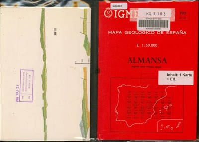 Mapa Geologico de Espana. No. 793. Part 27-31. ALMANSA. 1:50.000 (1 Karte + 1 Er