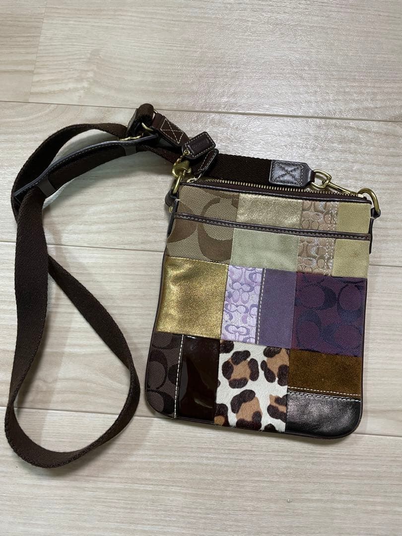 Coach Multi-Color Patchwork Pouch Leather Bag Adj… - image 17