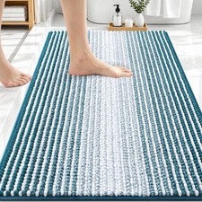 OLANLY Bathroom Rugs 30x20, Extra Soft Absorbent 30" X 20", Peacock Blue