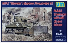 Unimodel 214 Tank M4A2 with M1 Dozer Blade WW II UM 214 Plastic Model Kit 1/72