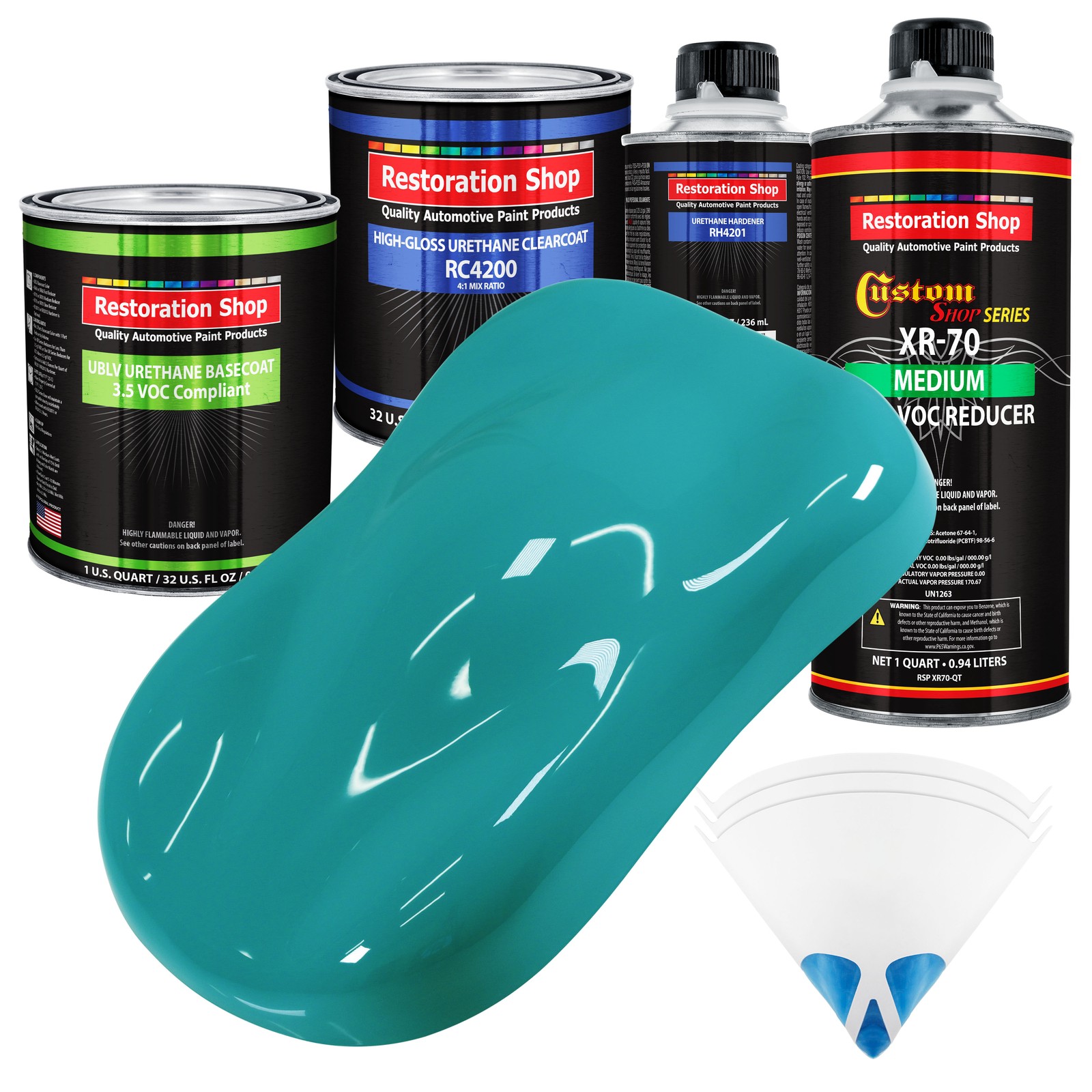 Bright Racing Aqua Quart Low VOC Urethane Basecoat Auto Paint Kit