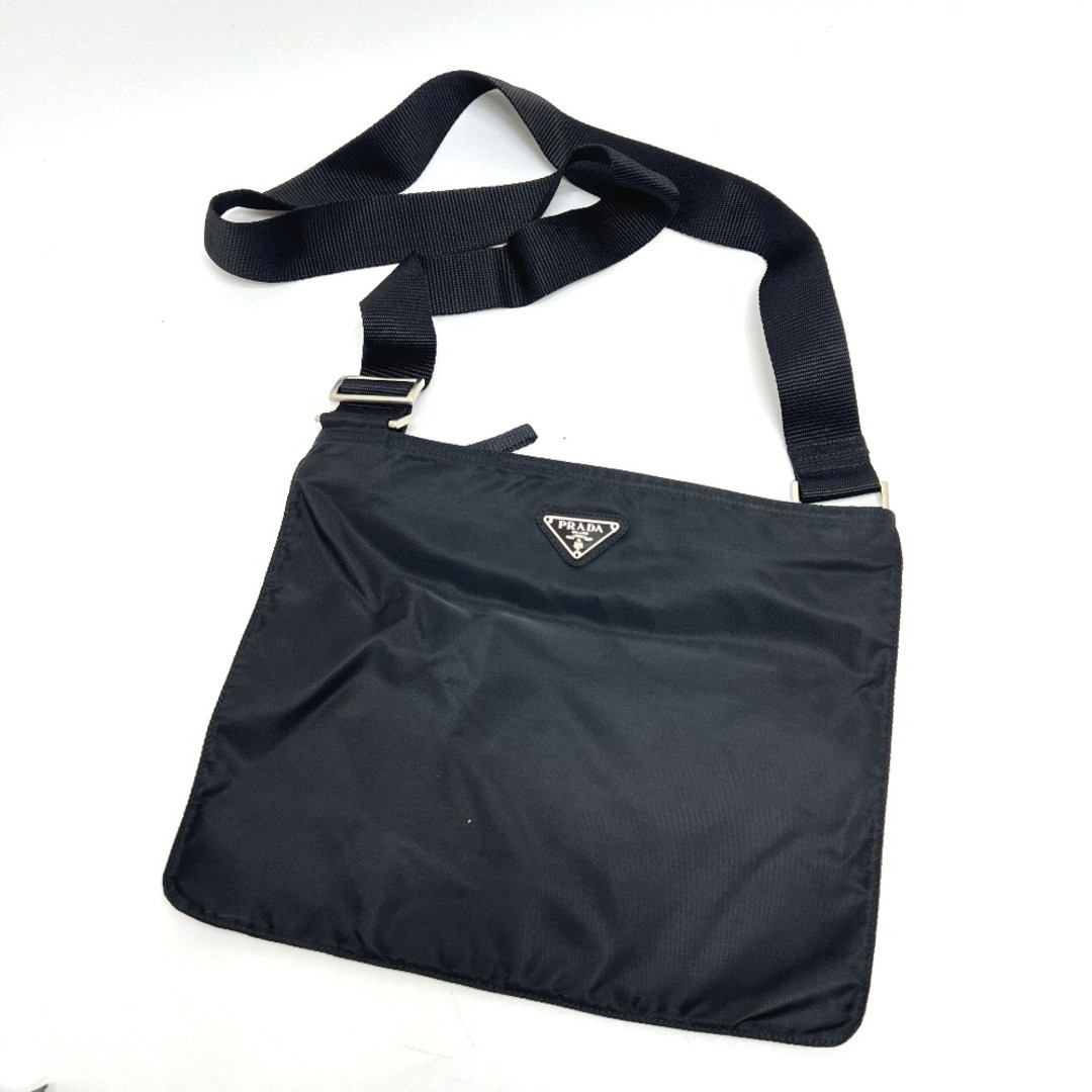 PRADA triangle plate flat bag shoulder shoulder bag nylon black thumbnail 3