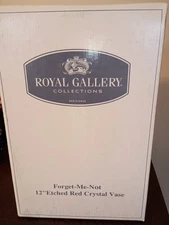 vintage Royal Gallery forget-me-not 12" etched red crystal vase