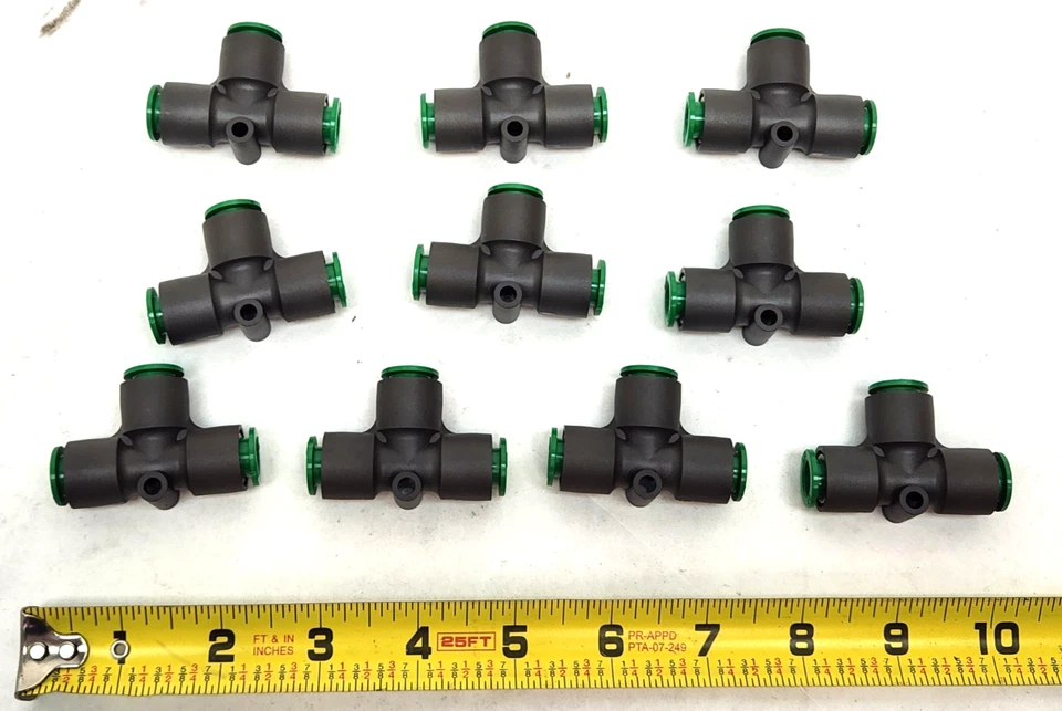 10 SMC KRT11-00 Tee Union Pneumatic Tube OD 3/8" Push In Fitting FLAME RESISTANT - Image 2 of 4