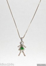 Sterling Silver  CZ Birthstone Kids Necklace w/ 1 Kid-Child Traditional