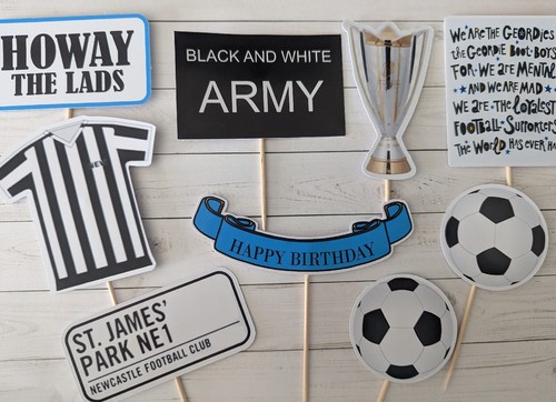 FOOTBALL Cake topper Set NEWCASTLE INSPIRED set of 9 birthday toppers