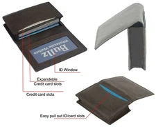 Small Compact Leather Credit Card & ID Holder Slim Design Brown Men's Wallet