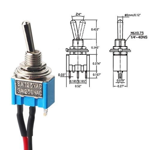 10PCS SPST Toggle Switch Pre-Wired On/Off Metal Small Automotive/Boat/Car/Truck - Picture 2 of 9