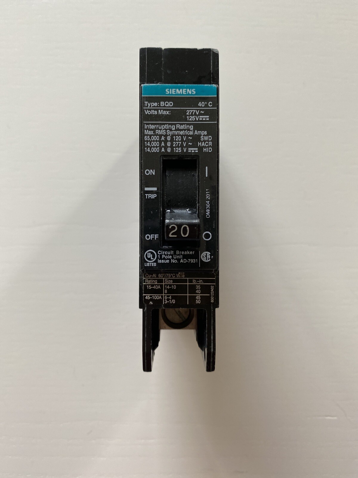Siemens BQD120 Bolt-on Circut Breaker 277V 4 Pieces
