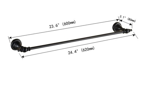Accesorio de baño de latón frotado negro montado en pared toalla individual barra mba823 - Imagen 3 de 5