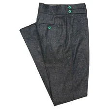 Mens Gurkha Pants 32 Gray Cotton Slim Fit Straight Leg Chino Trousers Flat Front