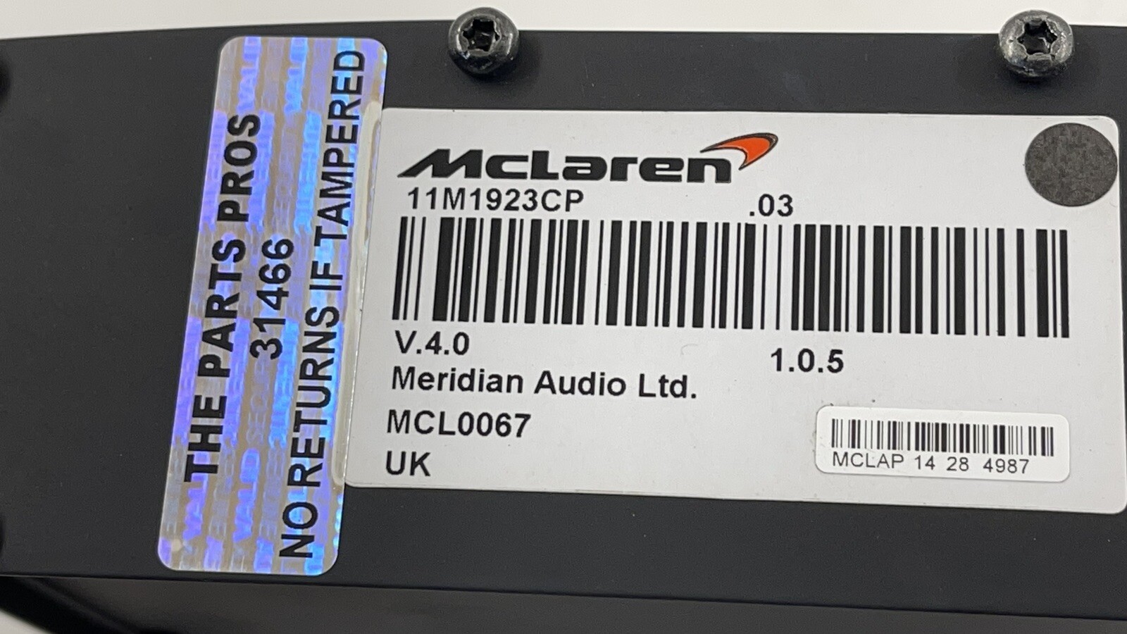 15-17 MCLAREN 650S MERIDIAN AMPLIFIER AUDIO SOUND CONTROL MODULE 11M1923CP OEM