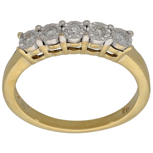 9ct Gold Diamond Ring 3.2g Half Eternity Size P - Fully Hallmarked