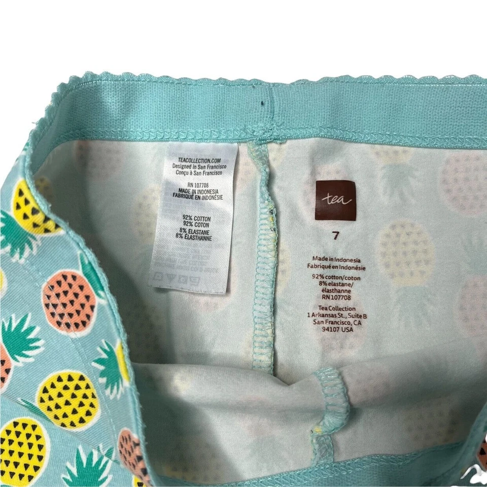 Leggings Tea Collection Piña Niñas Verde azulado Multicolor Pull On Elastizados Talla 7 Foto 3 de 4