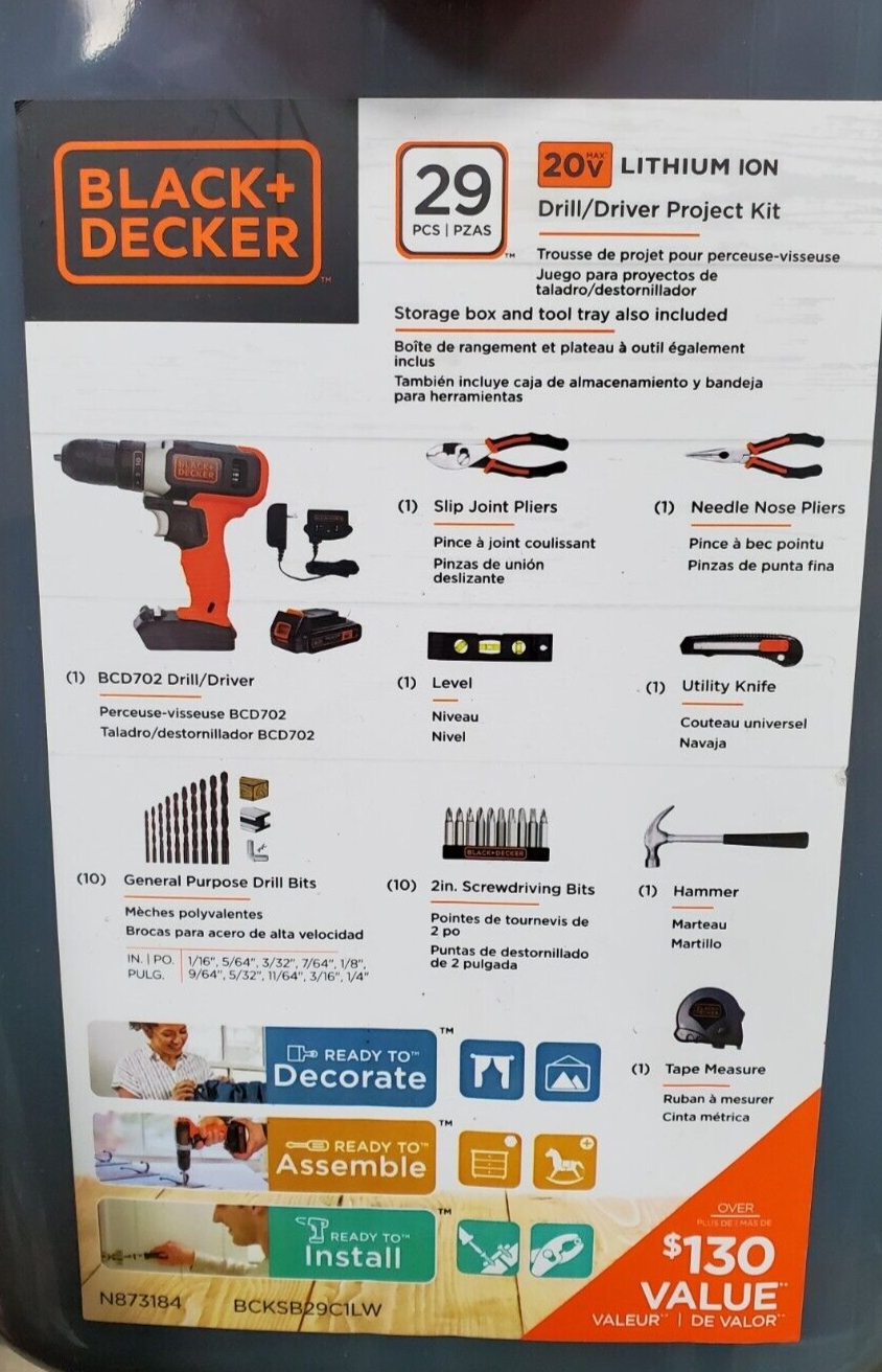 BLACK+DECKER 20V MAX* Cordless Drill With 28-Piece Home Project