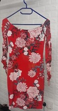 Guess red floral patterned fitted dress, size small