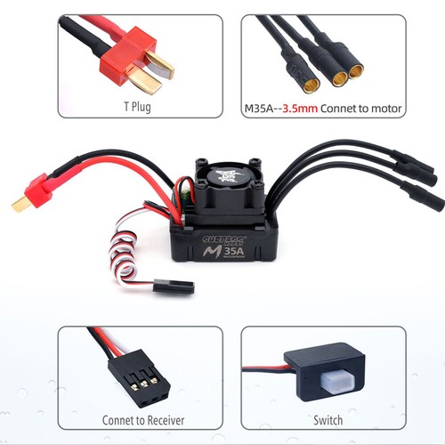 Surpass Hobby 35A 45A 60A Brushless ESC Speed Controller for 1/12 1/14 RC Car - Picture 11 of 16