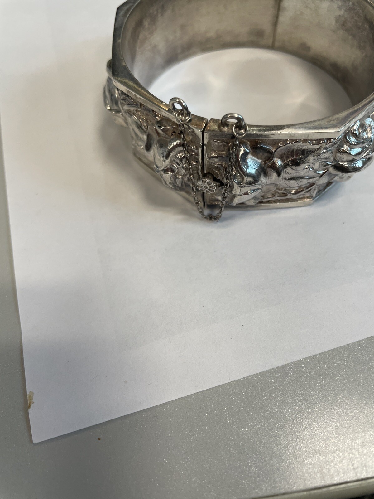 SOLID STERLING SILVER WIDE BANGLE STYLE BRACELET … - image 7