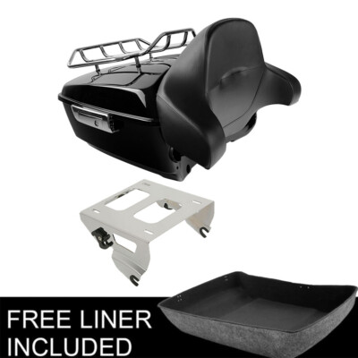 King Pack Trunk Backrest Pad Solo Mount Fit For Harley Tour Pak Road King 14-up