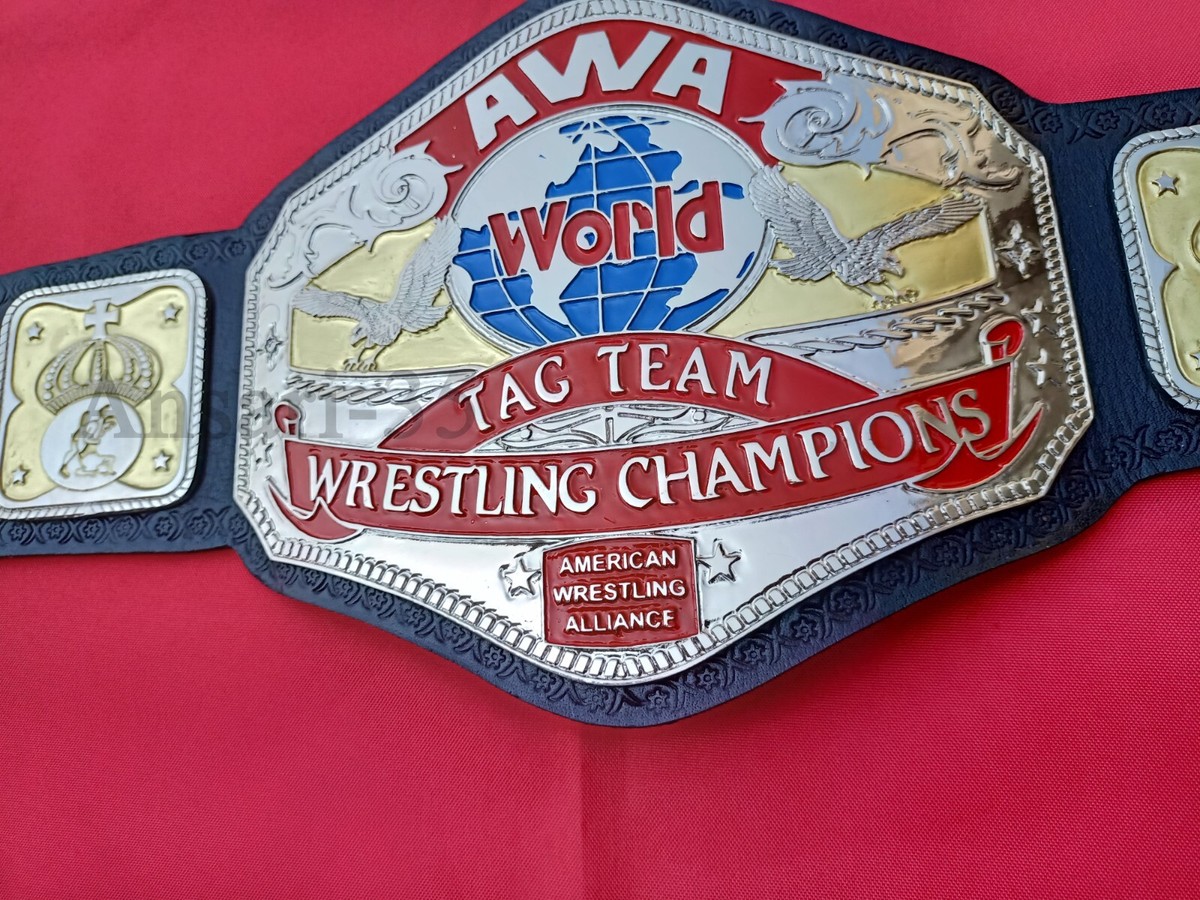 wawawa メタルマッスル AWA WORLD TAG TEAM WRESTLING CHAMPIONS BELT 4MM ZINC & 24K NICKLE