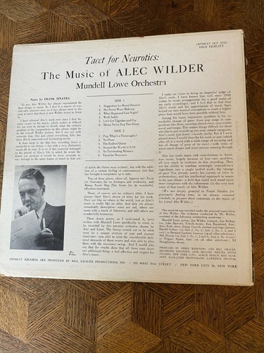 MUNDELL LOWE Orch.- Tacet for Neurotics -The Music of Alex Wilder ~ OFFBEAT 3010 - Foto 2 di 5
