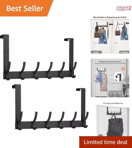 Over The Door Hooks Steel 12 Hooks Space Saving Towel Rack Home Organization