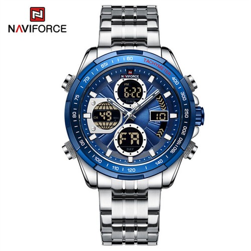 NAVIFORCE Men Watches Dual Time Steel Stopwatch Male Business Digital Wristwatch - Picture 27 of 32