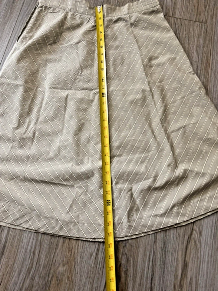 Falda Piazza Sempione Para Mujer 46 (US 10) Gris Blanco Rayas Detalle Puntada Algodón Foto 2 de 4